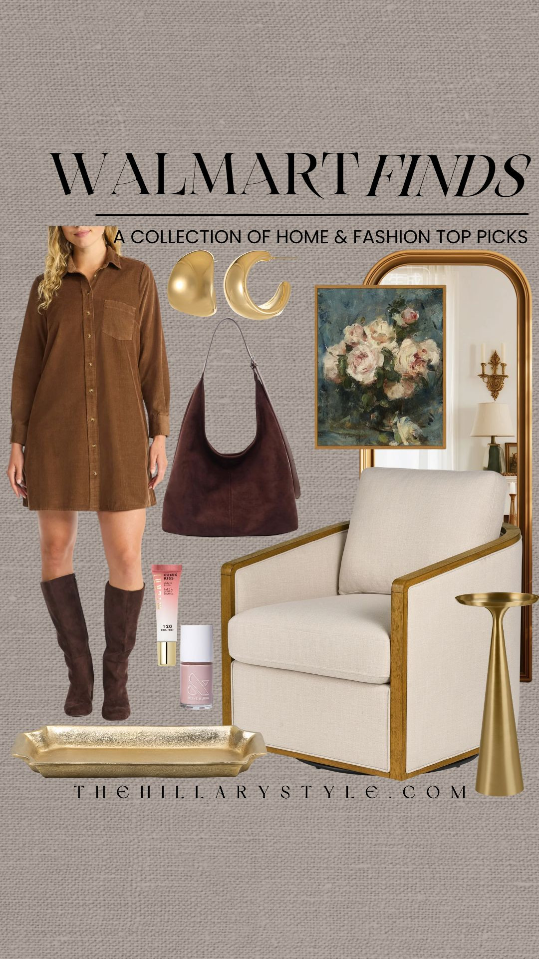 Elevated Everyday: Brown & Neutral Walmart Finds for 2025
Refresh your style and space with these affordable Walmart must-haves. This curated collection focuses on a rich brown and neutral color palette, featuring a corduroy shirt dress that transitions seamlessly through the seasons. Pair it with on-trend suede brown boots and a chocolate handbag for a sophisticated, high-end look on a budget. For your home, embrace warm minimalism with modern organic accents like a swivel accent chair, floor length mirror, gold cocktail table and framed vintage inspired floral art. These finds are the perfect way to build a chic capsule wardrobe and a cozy, elevated home for the new year.

#TheHillaryStyle #WalmartFinds #WalmartFashion #NeutralAesthetic #BrownAesthetic #WinterOutfit #SuedeBoots #HomeDecorInspo #ModernOrganic #AffordableLuxury #CapsuleWardrobe #TargetStyleDupes #WalmartHome #StyleOnABudget #PinterestInspo #LTKunder50 #WinterTrends2025 #NeutralHomeDecor 

 

#LTKootd #LTKSeasonal #LTKHome