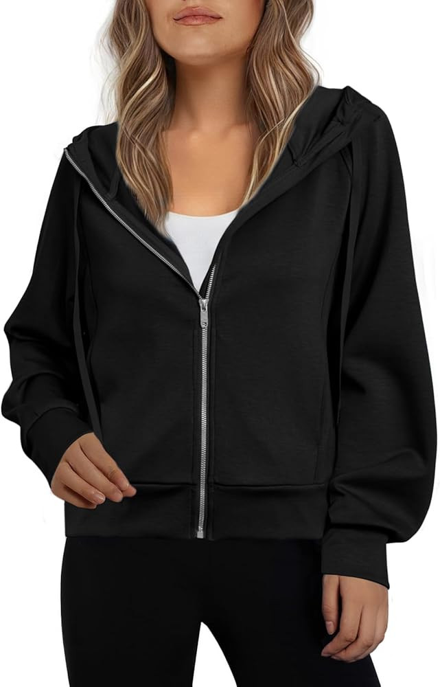 Glamaker Womens Zip Up Sweatshirt Casual Lightweight Hoodies Hooded Workout Jackets Fall Outfits ... | Amazon (US)