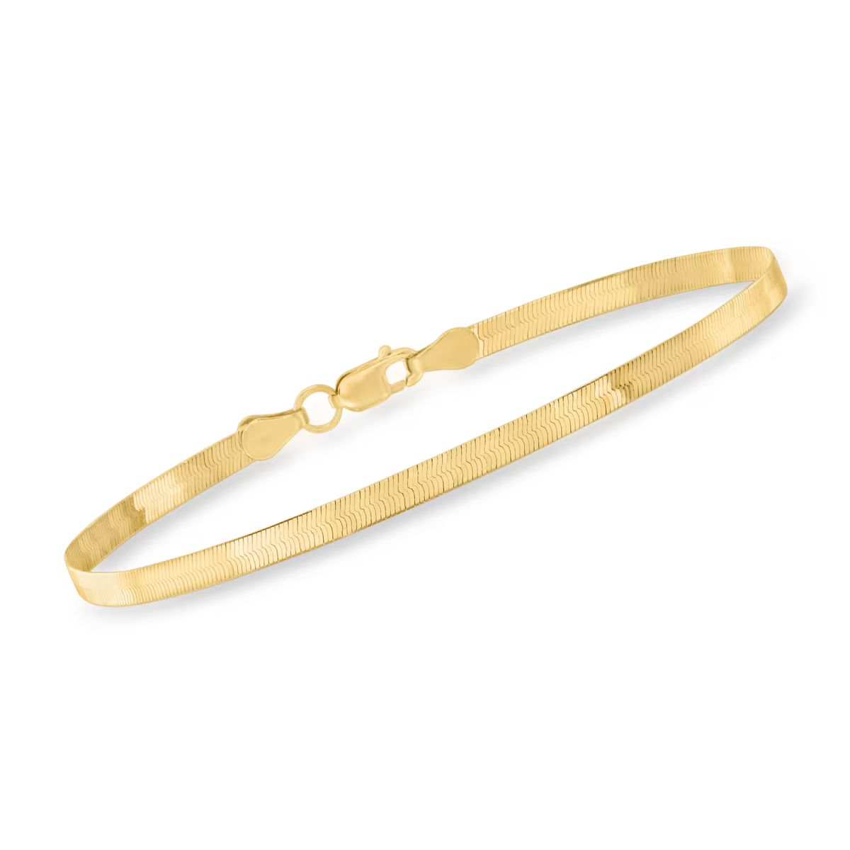 3mm 14kt Yellow Gold Herringbone Bracelet. 7" | Ross-Simons