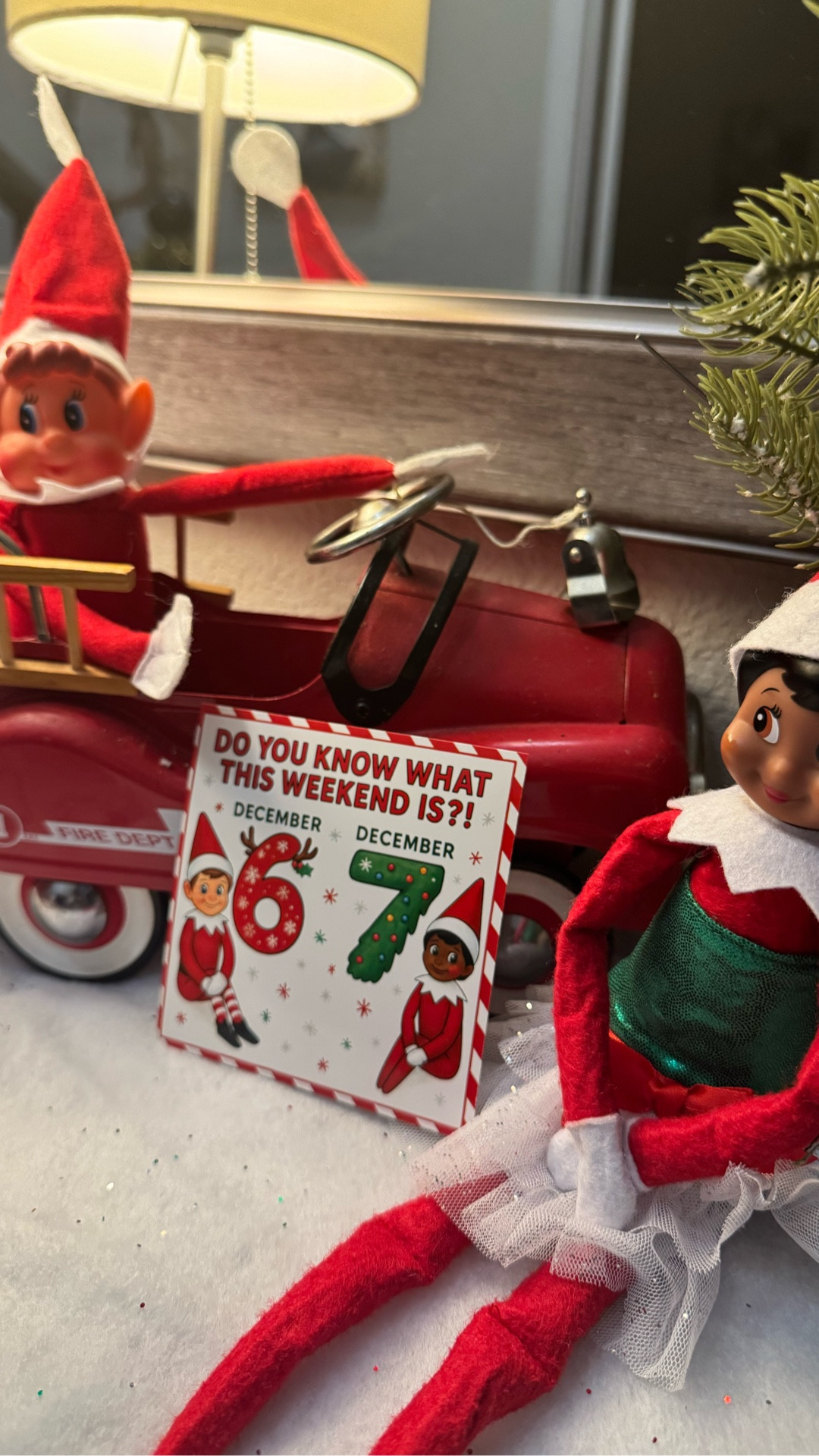 POV: Your elves came to spill the weekend tea… 👀✨

Elfie and Twinkle pulled up in style just to remind the boys…
✨ It’s the magical December 6–7 weekend! ✨
These two are truly in their festive era 🎄🚒
Let the weekend fun begin!

#ElfOnTheShelf #ElfOnTheShelfIdeas #ElfOnTheShelf2025
#ElfieAndTwinkle #HolidayMagic #ChristmasFun
#MomLife #ChristmasTraditions #DecemberVibes
#KidsChristmas #FestiveSeason #ElfInspiration


#LTKHoliday #LTKSeasonal #LTKstorytime