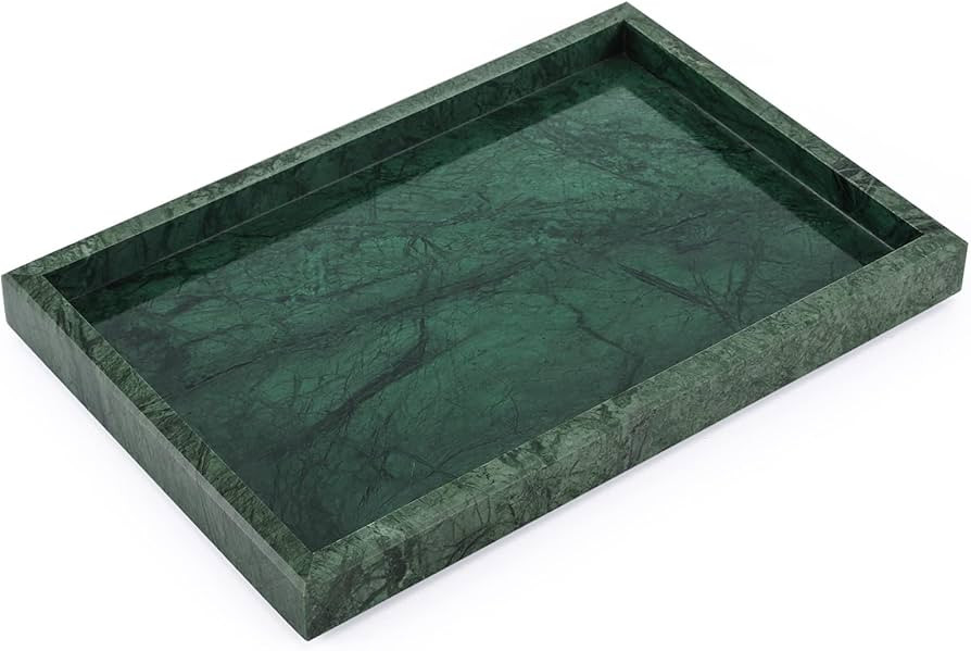 Marble Tray for Bathroom,Blackish Green Natural Marble Stone Storage Vanity Tray for Kitchen,Jewe... | Amazon (UK)