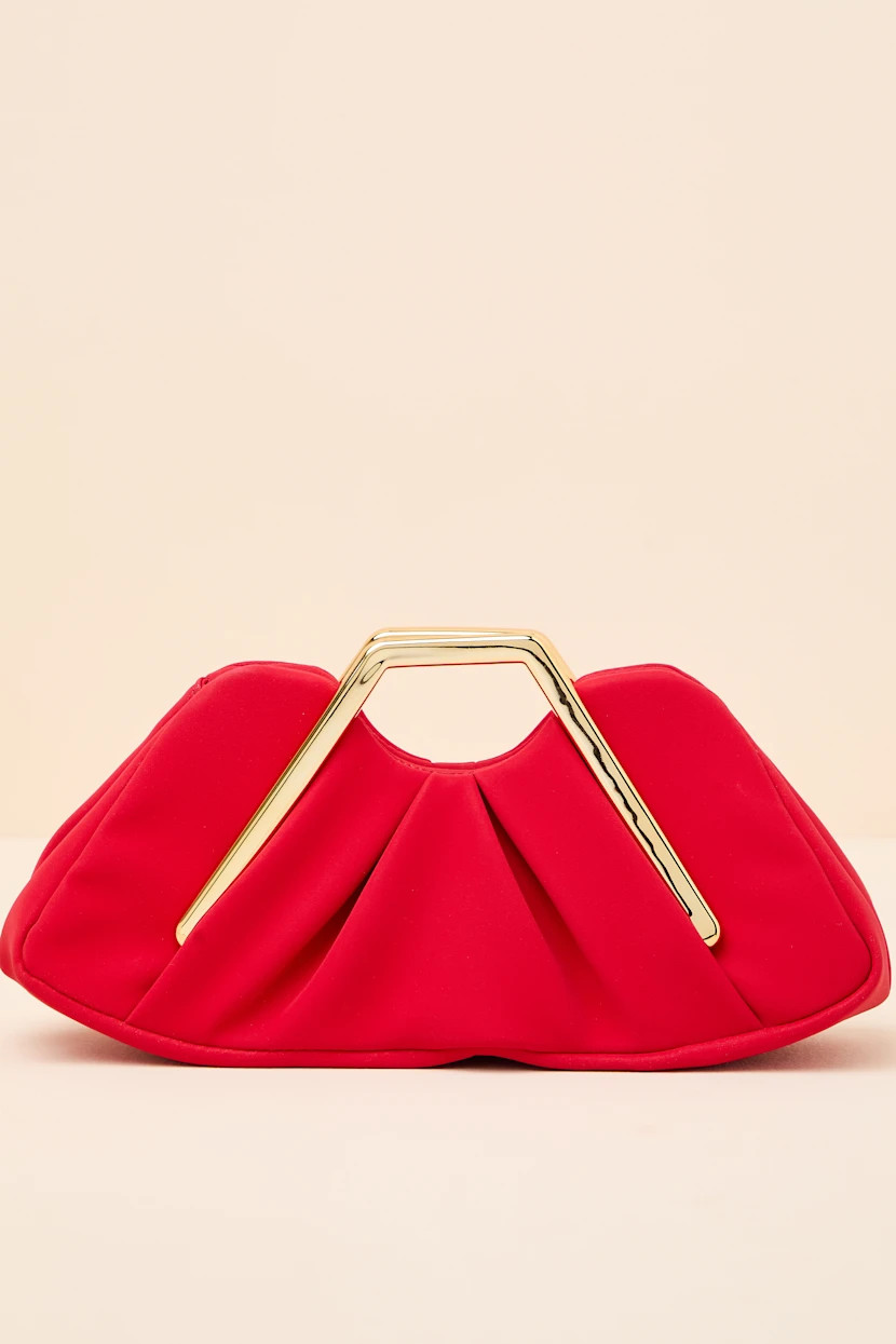 Sabrine Red Ruched Clutch | Lulus