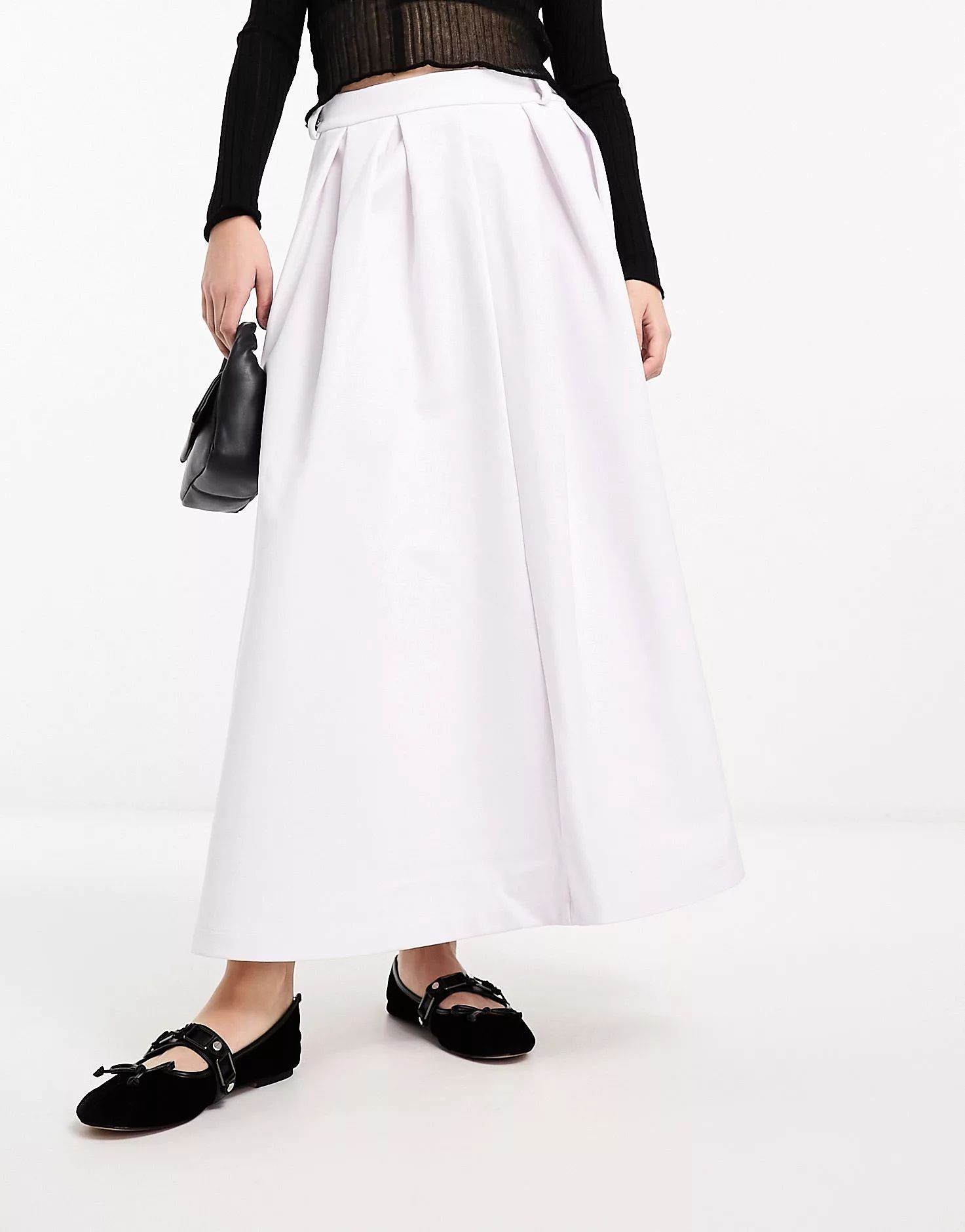 › ASOS DESIGN bonded prom midi skirt in white | ASOS (Global)