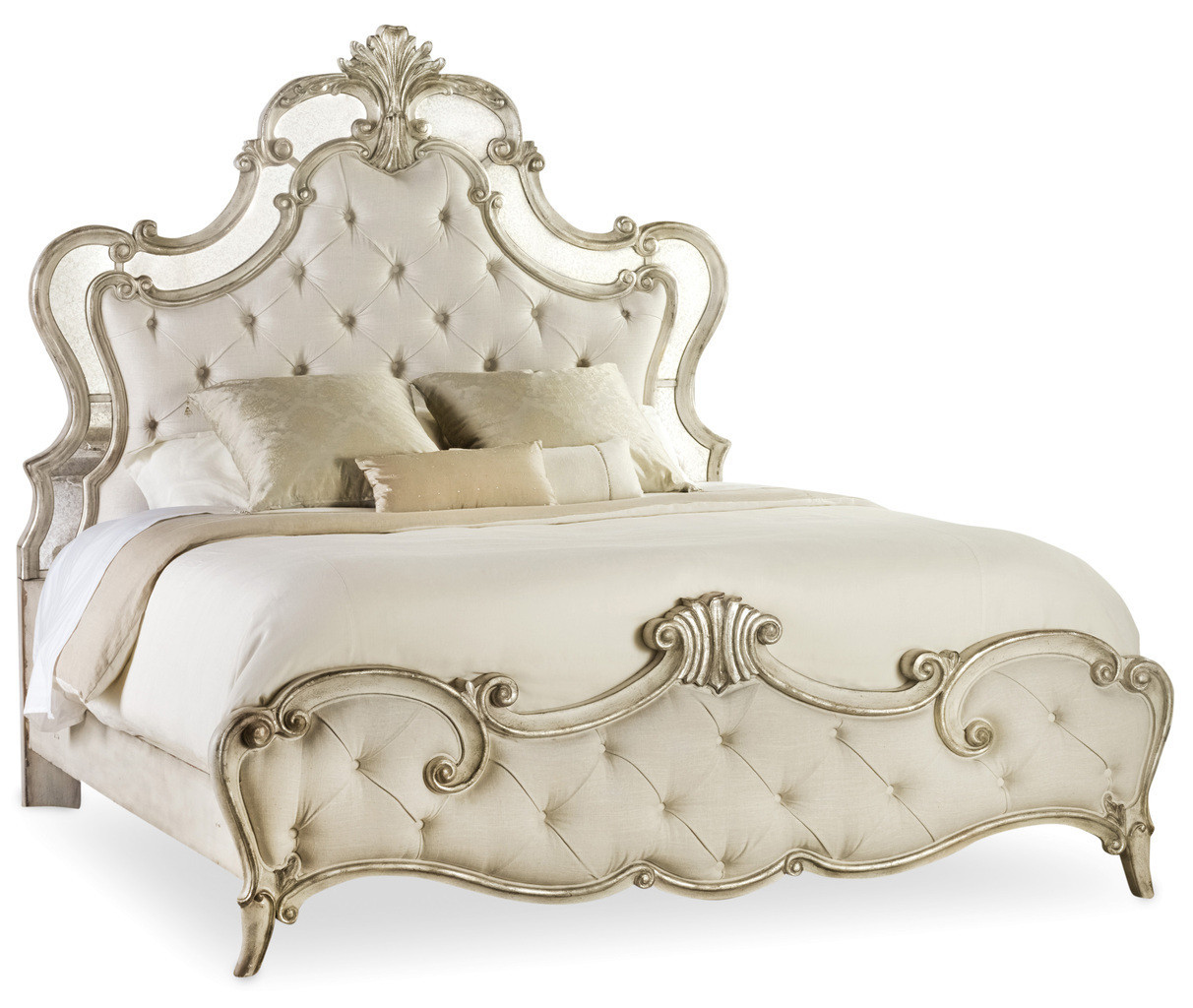 Sanctuary Silver and Beige Cal. King Upholstered Panel Bed | 1stopbedrooms
