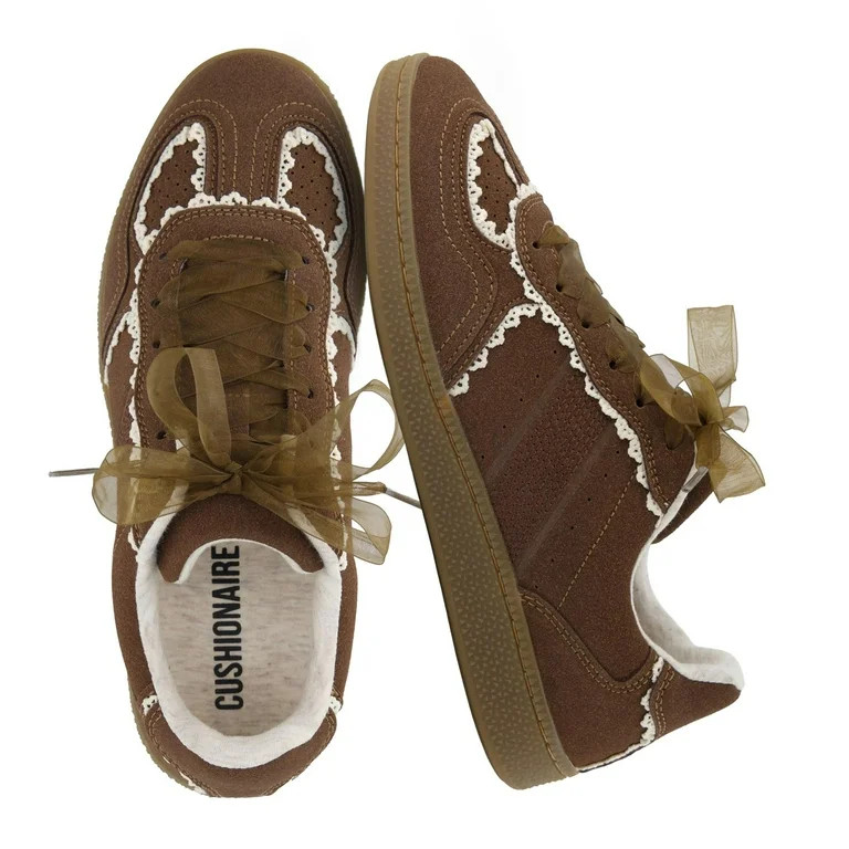 Cushionaire Belinda Women\u2019s Lace Detail Casual Sneakers \u2013 Elegant Ribbon Lace-Up Summer... | Walmart (US)