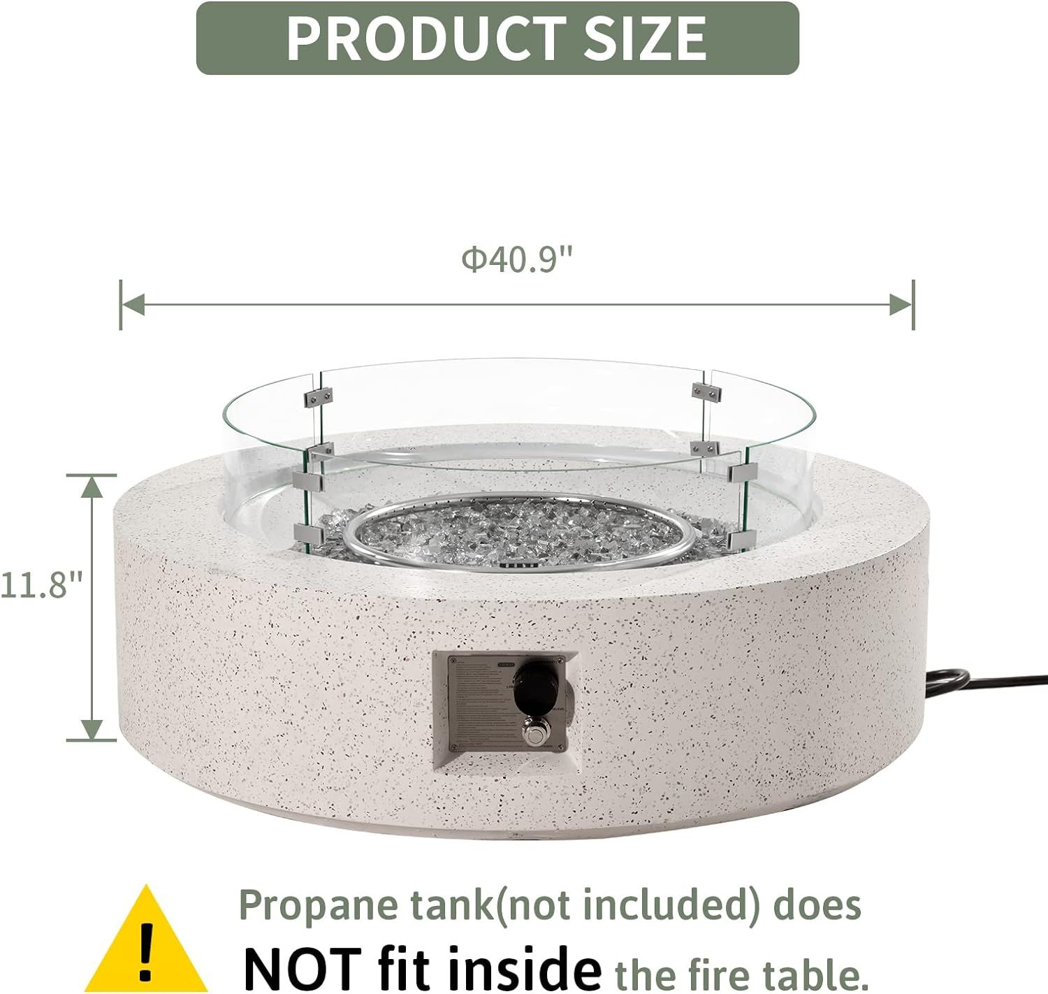 COSIEST Outdoor Propane Fire Pit Coffee Table w Terrazzo White 40.5-inch Round Base Patio Heater,... | Amazon (US)