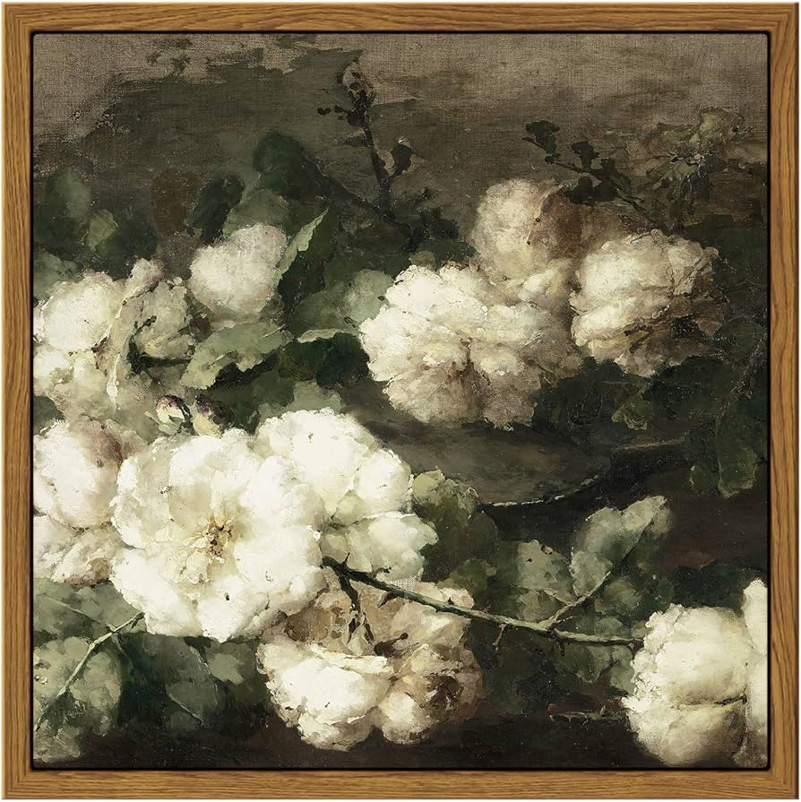 InSimSea Vintage Floral Framed Wall Decor, 9x9in Rustic Roses Flower Wall Art for Living Room, Ca... | Amazon (US)