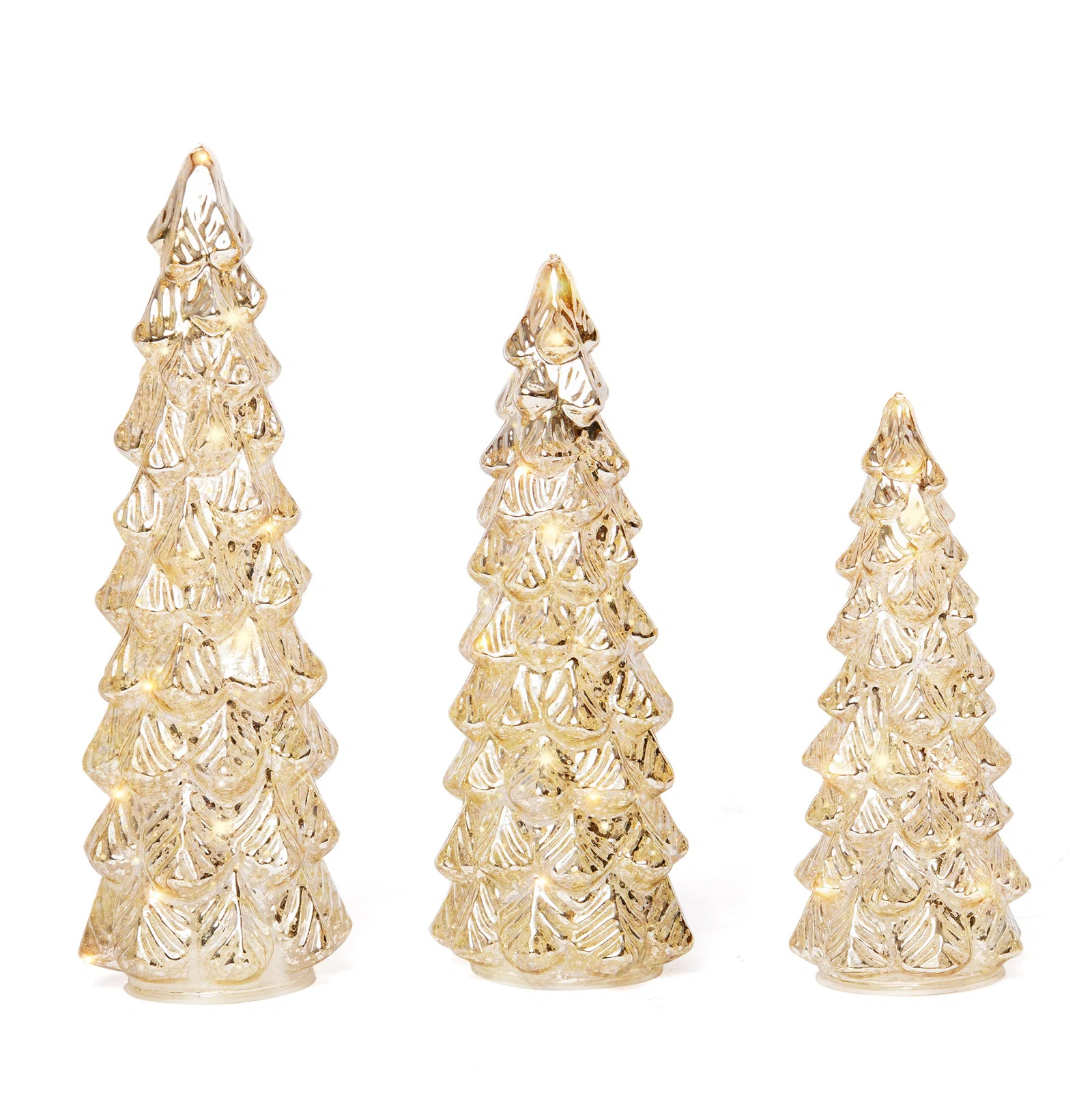 The Holiday Aisle® 3 PCS Gold Lighted Tabletop Glass Christmas Trees & Reviews | Wayfair | Wayfair North America