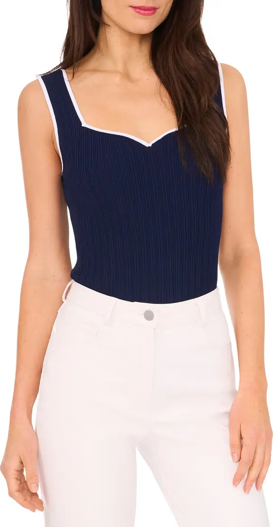 Halogen® Piped Sweetheart Neck Sweater Tank Top | Nordstrom | Nordstrom