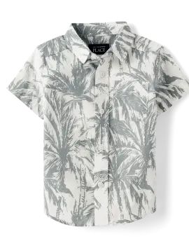 Baby And Toddler Boys Short Sleeve Palm Tree Print Poplin Button Up Shirt | The Children's Place ... | The Children's Place