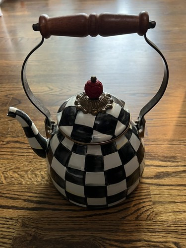 Mackenzie-Childs Courtly Check Enamel Tea Kettle, Decorative Teapot, 2-Quart Tea  | eBay | eBay US