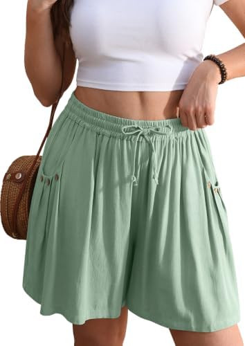 TARSE Linen Shorts for Women Wide Leg 5" Inseam High Waisted Drawstring Casual Flowy Summer Beach... | Amazon (US)