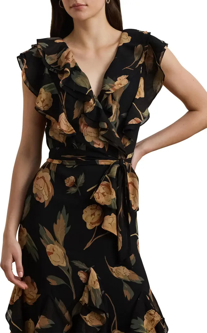 Floral Tie Waist Georgette Gown | Nordstrom