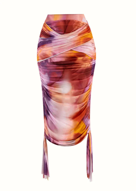 BINA MESH SKIRT - DANDI PRINT | ANDREA IYAMAH