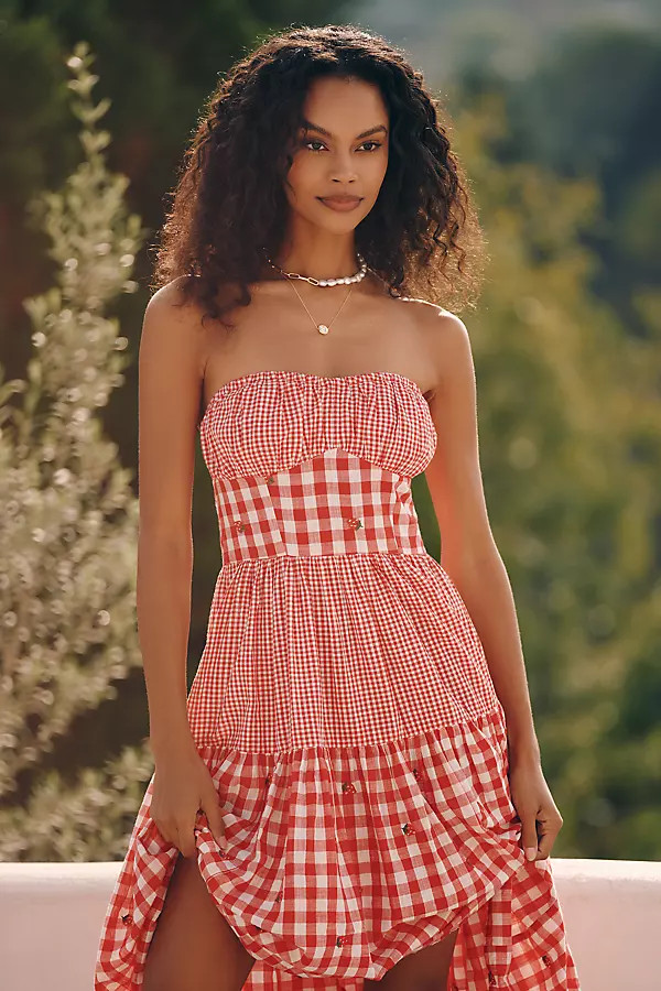 Celandine Strawberry Fields Strapless Waisted Dress | Anthropologie (US)