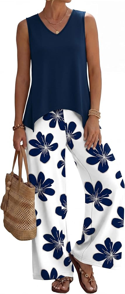 WIHOLL Two Piece Sets for Women Dressy Lounge Sets Summer Outfits Cruise Travel Beach Vacation Ca... | Amazon (US)