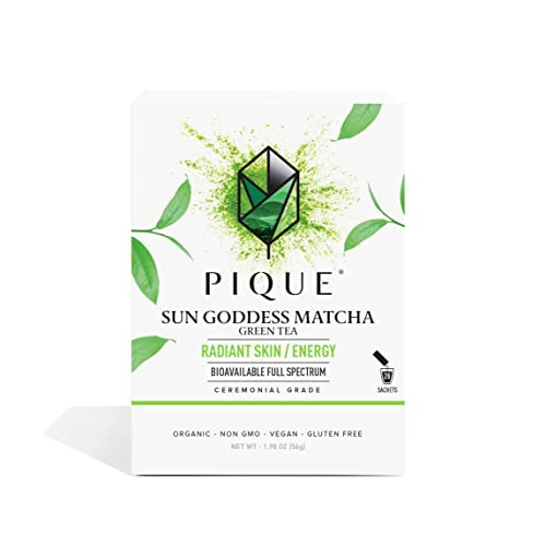 Pique Organic Sun Goddess Matcha - Ceremonial Grade Matcha Green Tea Powder, Supports Radiant Skin, Calm Energy - 28 Single Serve Sticks (Pack of 1) | Amazon (US)