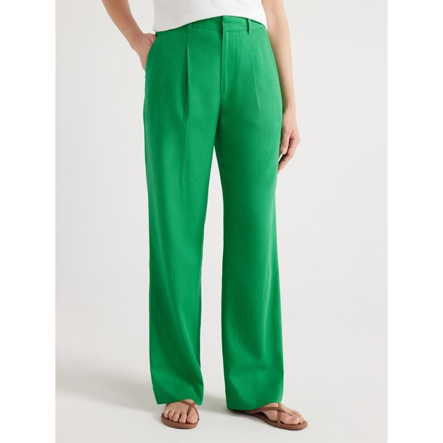 Free Assembly Women’s High-Rise Wide-Leg Pleated Pants, 32” Inseam, Sizes 0-20 | Walmart (US)