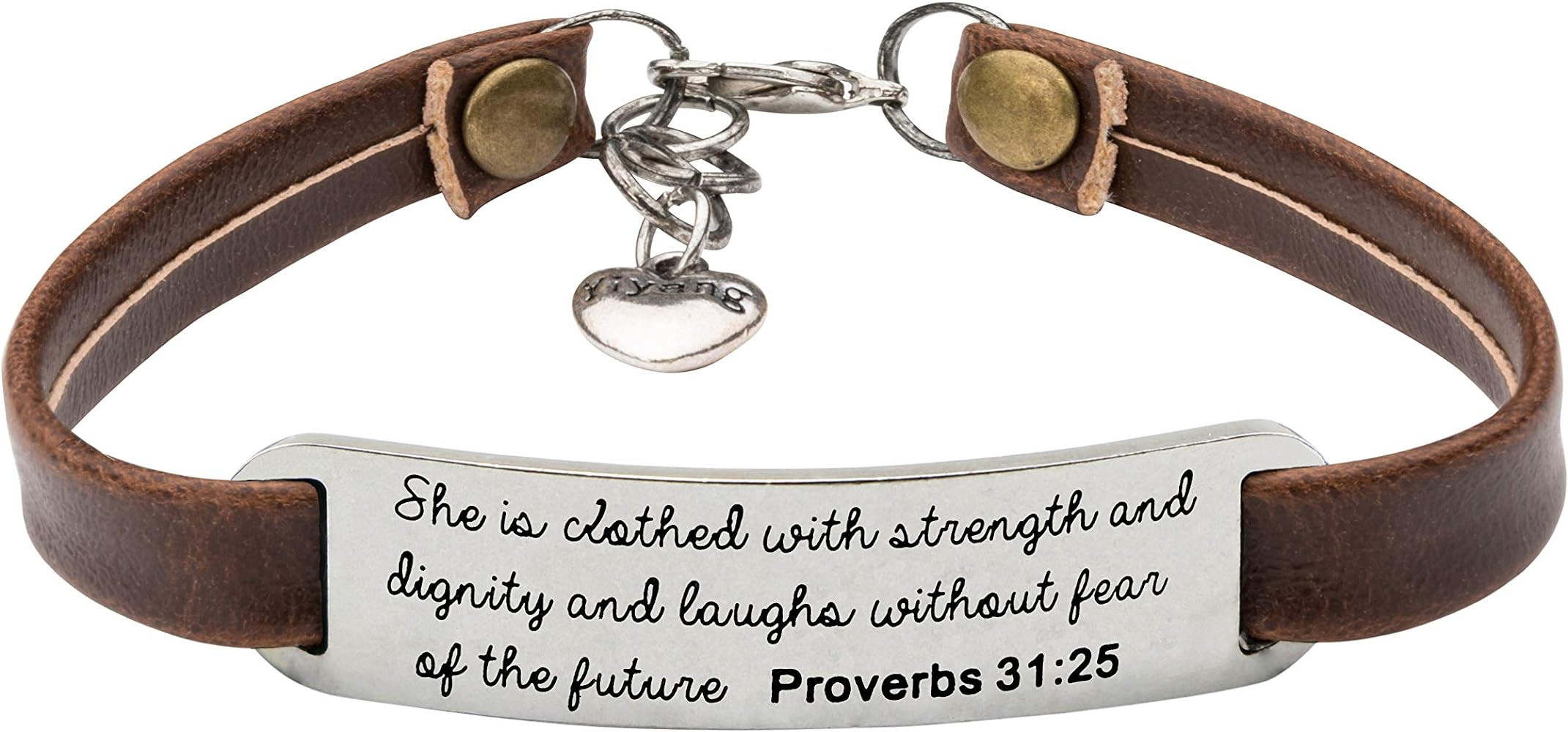 UNQJRY Leather Bracelet for Women Teens Christian Engraved Ornament Jewelry Gift Inspirational Vi... | Amazon (US)
