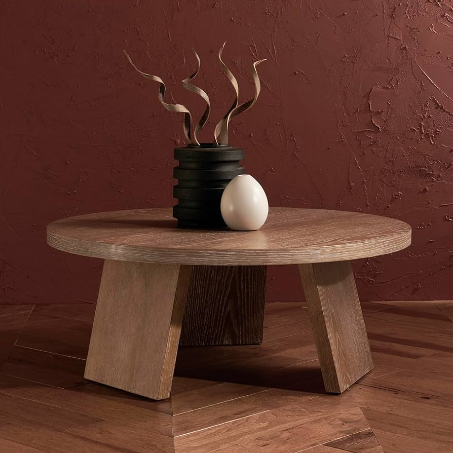 SAFAVIEH Couture Collection Julianna Mid-Century Modern Rustic Oak Round Coffee Table | Amazon (US)