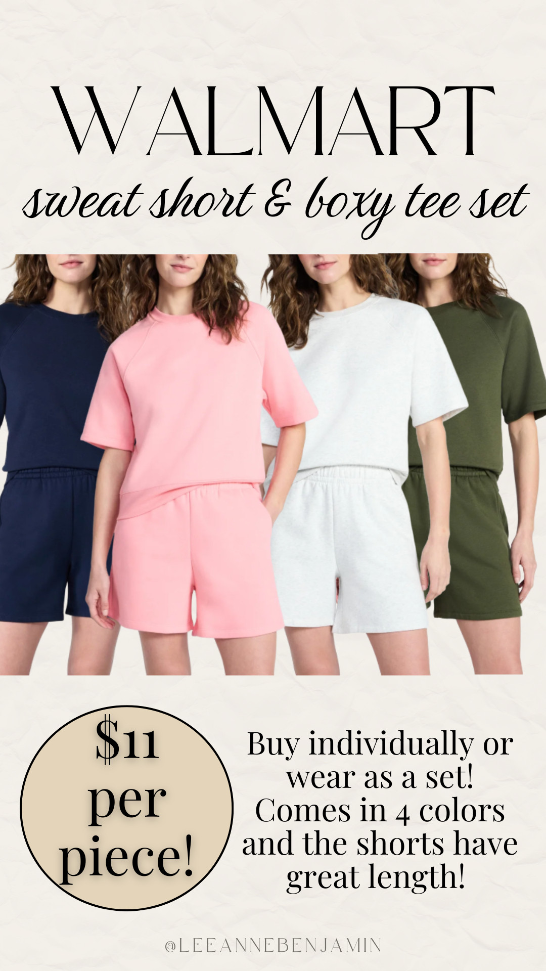 sweat short and boxy tee set at Walmart! Only $11 a piece  

 #LTKmomlife #LTKActive #LTKOver40