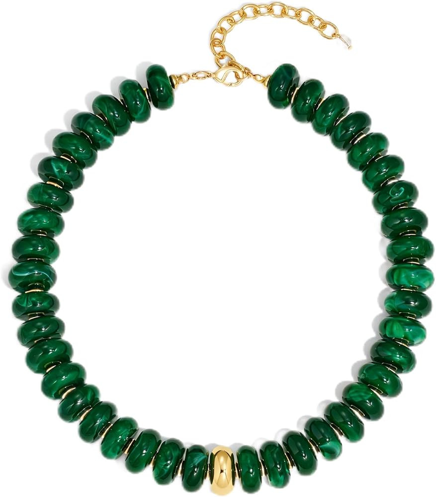 WOWORAMA Colorful Chunky Necklaces for Women 20MM Large Oversized Resin Beaded Necklace Bold Stat... | Amazon (US)