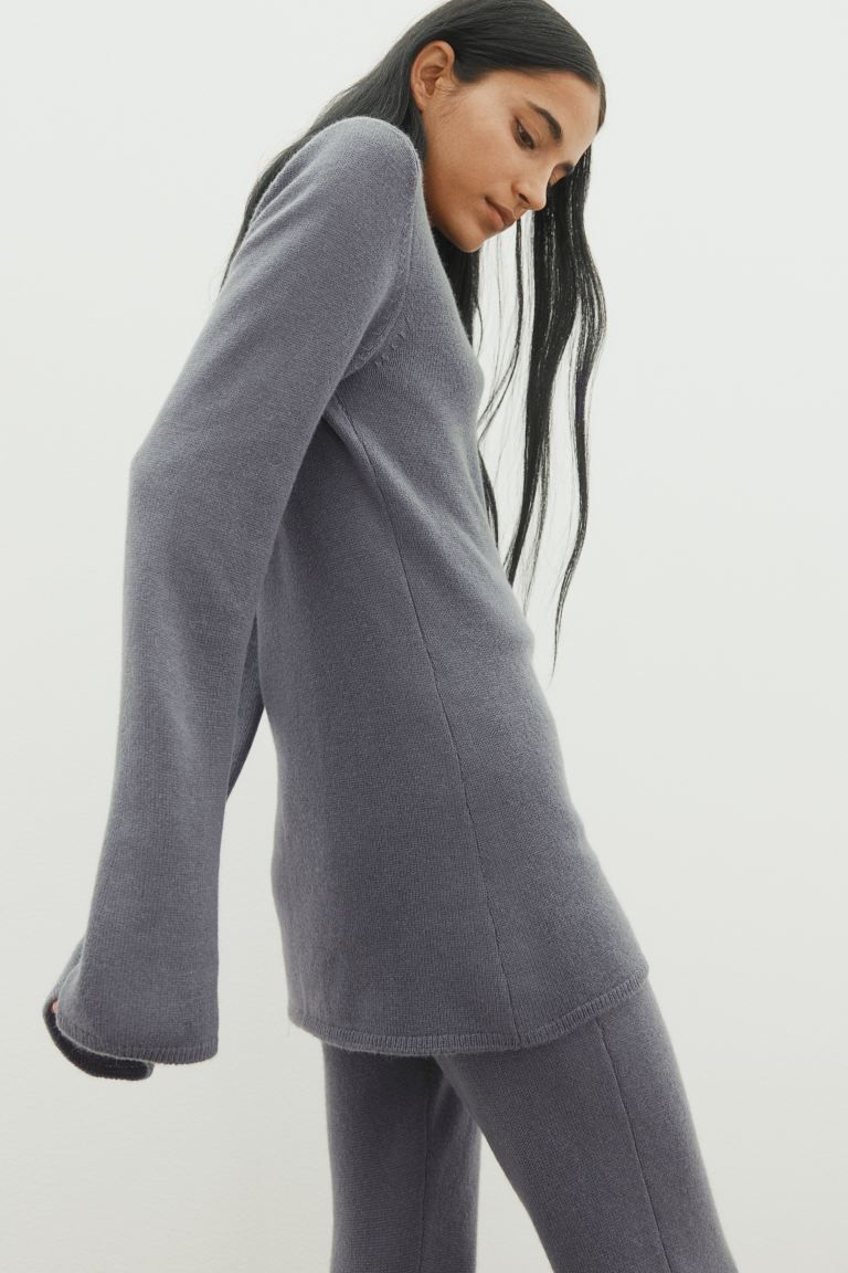 Cashmere-blend jumper - Dark grey - Ladies | H&M GB | H&M (UK, MY, IN, SG, PH, TW, HK)