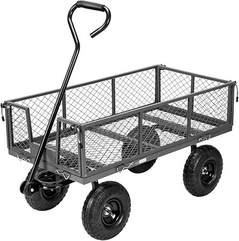 VIVOHOME Heavy Duty 880 Lbs Capacity Mesh Steel Garden Cart Folding Utility Wagon with Removable ... | Amazon (US)