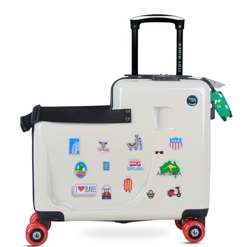 Cegali Itsy Rider 20" Ride-on Suitcase for Kids with Double Spinner Red Wheels (Beige Aero) | Amazon (US)