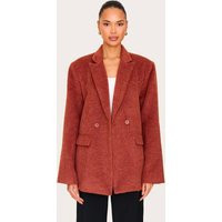 Burnt Orange Oversized Textured Wool Look Blazer, Orange | PrettyLittleThing UK