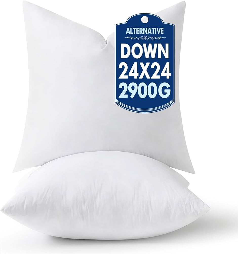 MIULEE 24x24 Pillow Inserts,Down Alternative Pack of 2 Euro Decorative Throw Pillows for Sofa Cou... | Amazon (US)