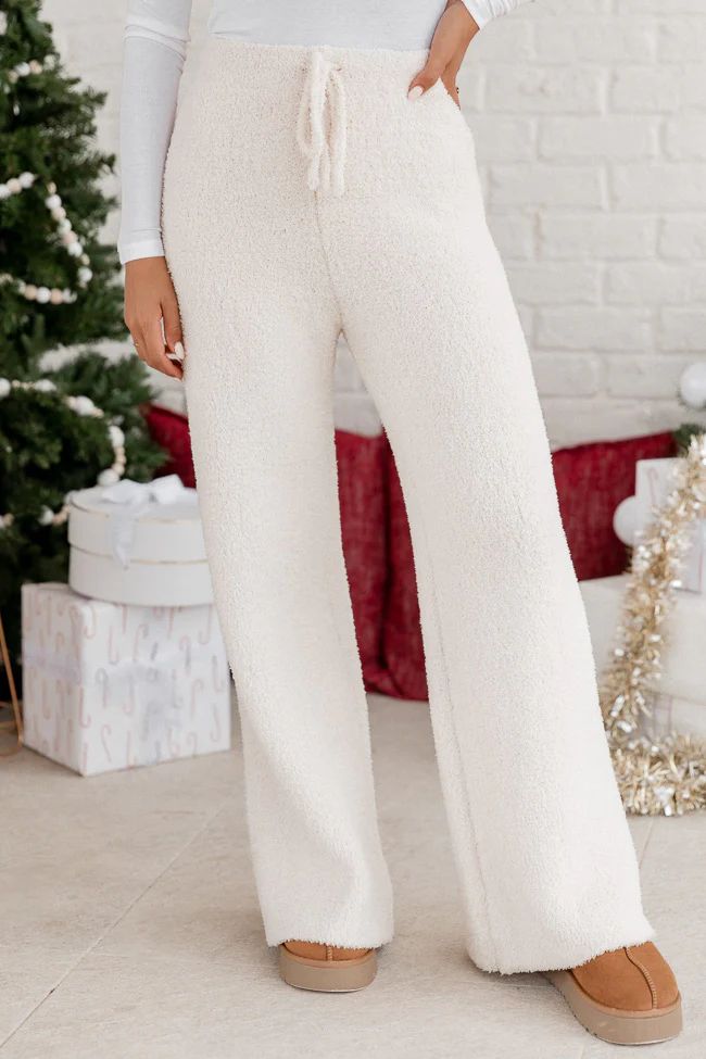 Better Be Nice Fuzzy Ivory Lounge Pants | Pink Lily