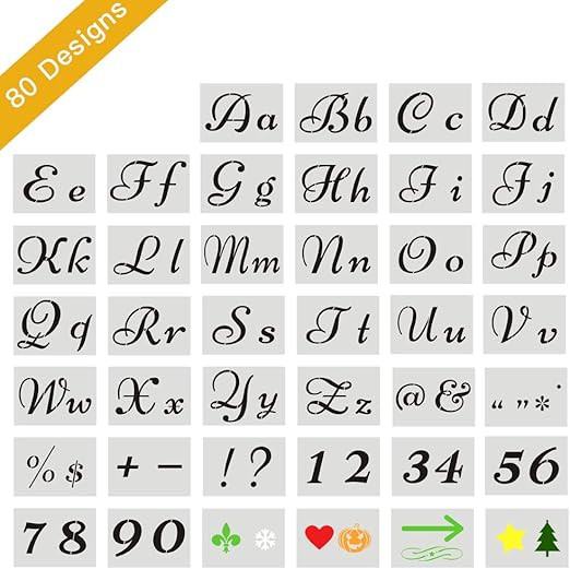 40 Pieces 80 Designs Letter Stencils for Painting on Wood, Outivity Art Craft Stencils, Reusable ... | Amazon (US)