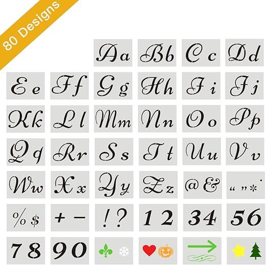 40 Pieces 80 Designs Letter Stencils for Painting on Wood, Outivity Art Craft Stencils, Reusable ... | Amazon (US)