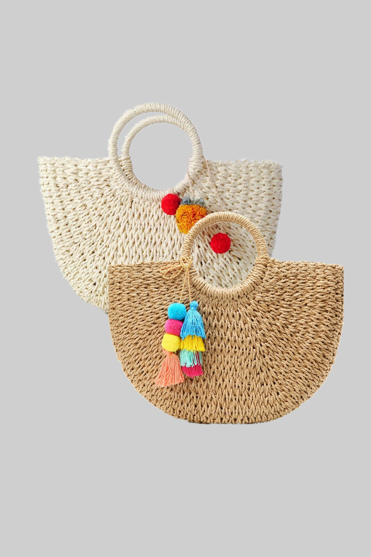 Women's Straw Summer Beach Tote | Akk Shoes