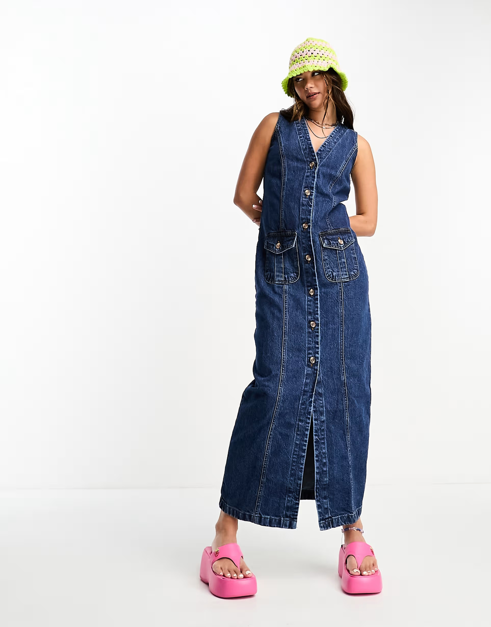 Daisy Street 90s maxi dress in blue denim | ASOS (Global)