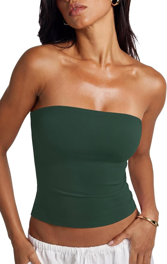 SUUKSESS Women Cotton Double Layer Unpadded Basic Going Out Tube Tops | Amazon (US)
