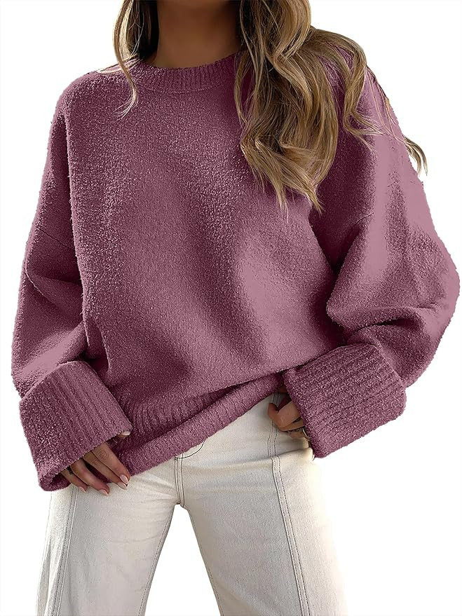 ANRABESS Women's Oversized Sweaters 2025 Long Sleeve Fuzzy Knit Casual Chunky Pullover Sweater Fa... | Amazon (US)