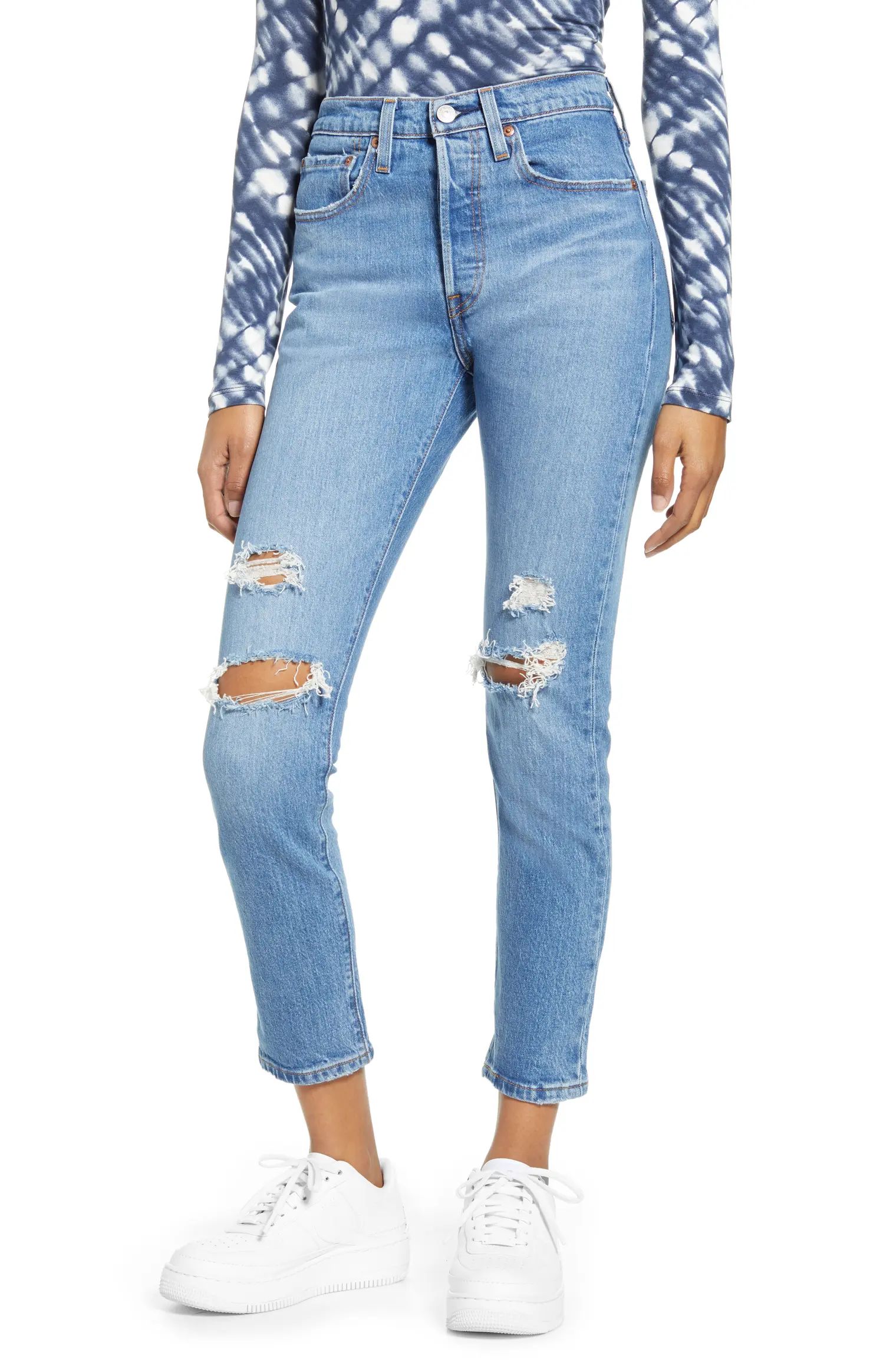 501 High Waist Ripped Ankle Skinny Jeans | Nordstrom