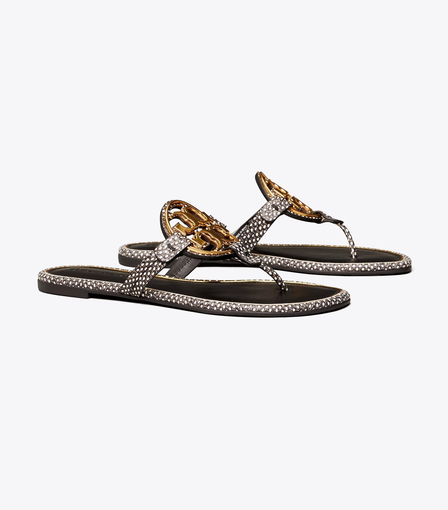 Miller Metal-Logo Sandal, Embossed Leather | Tory Burch (US)