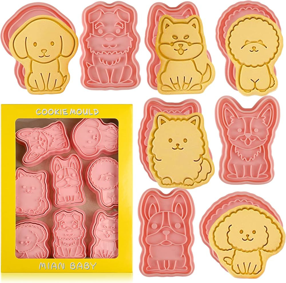 Amazon.com: Animal Cookie Cutters With Plunger Stamps Set,8 Piece 3D Animal Embossing Cutters For... | Amazon (US)