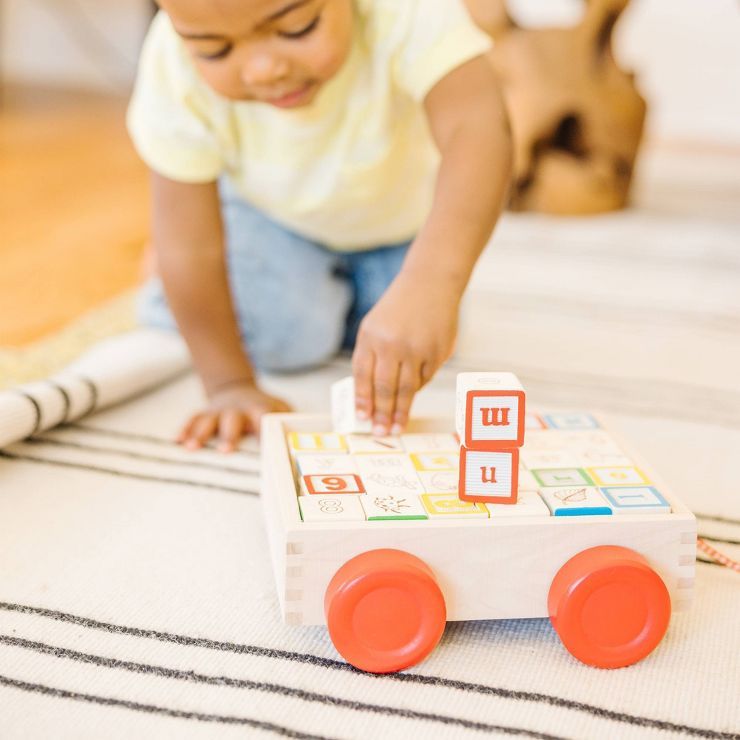 Melissa & Doug Classic ABC Wooden Block Cart Educational Toy With 30 Solid Wood Blocks | Target