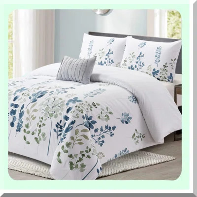 Floral Bliss Comforter Set - 4 Piece Bedding Ensemble with Meadow Walk Design, Soft & Cozy Quarters Size Comfort for All Seasons - Includes 106x90 Com | Wayfair North America