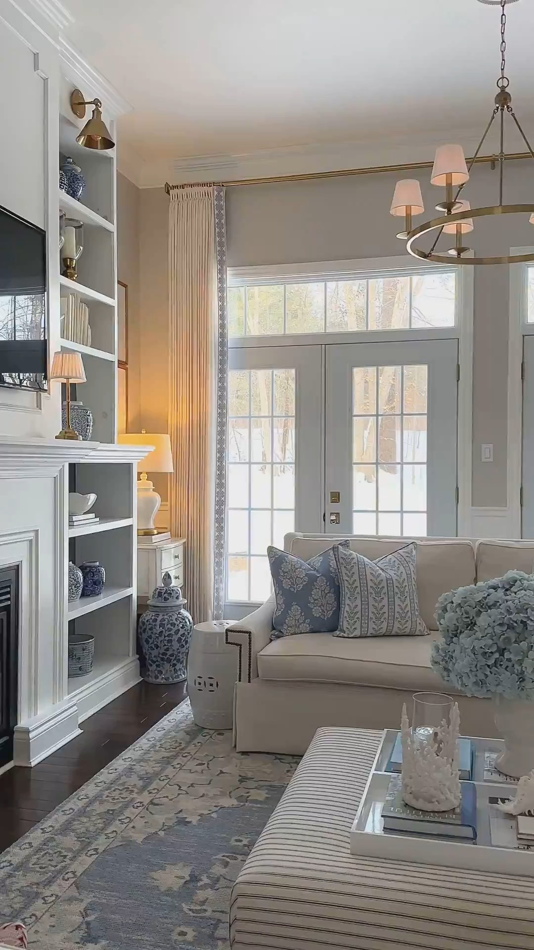 Chic winter blues and whites! I love how our drapes and new roman shades work together and complement our outdoor winter views.💙💙💙 Back to a clean look - beautiful florals and my favorite blue and white for a crisp winter look

#LTKHome #LTKSeasonal
