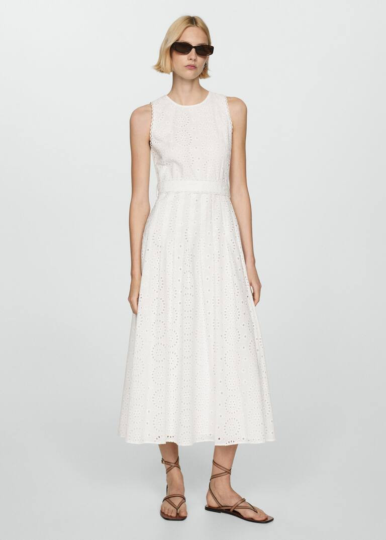 Embroidered belt dress -  Women | Mango USA | MANGO (US)