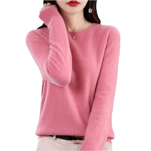 Cashmere Sweater for Women - Crew Neck Lightweight Soft Warm Pullover Knitted Jumper (Pink, M) | Amazon (US)