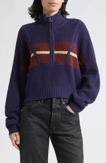 STAUD Cropped Hampton Sweater in Twilight Stripe at Nordstrom Rack, Size Medium | Nordstrom Rack