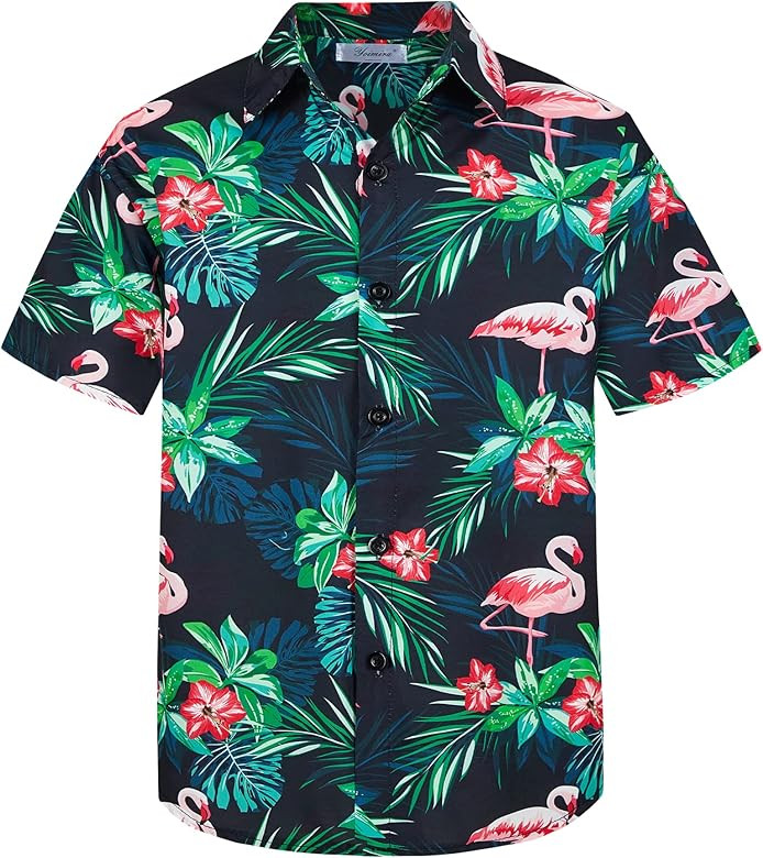 Yoimira Hawaiian Shirts for Boys,Boys Hawaiian Shirt Button Down,Aloha Shirt Boys Summer Beach Sh... | Amazon (US)