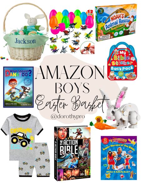 Amazon Easter Basket for boys! Wicker basket, egg game with a toys inside, Noah’s Animal Rescue game, What Would Danny Do Best Selling Book, Bible Backpack, Crushing Eggs Outfit, Action Bible, Easter Bunny Lego set, and so much more ideas!  

#LTKSeasonal #LTKsalealert #LTKfindsunder50
