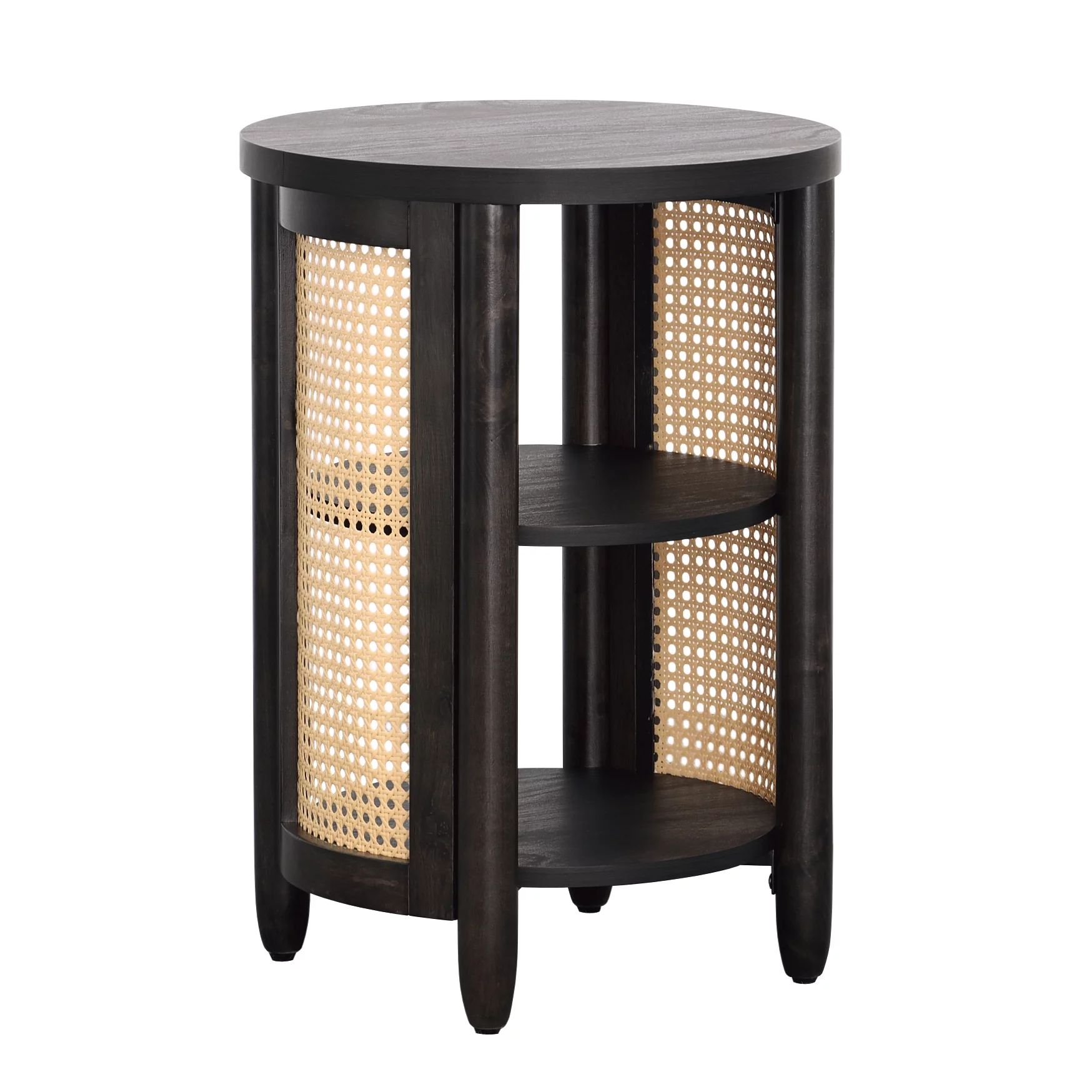 Better Homes & Gardens Springwood Caning Side Table, Charcoal Finish - Walmart.com | Walmart (US)